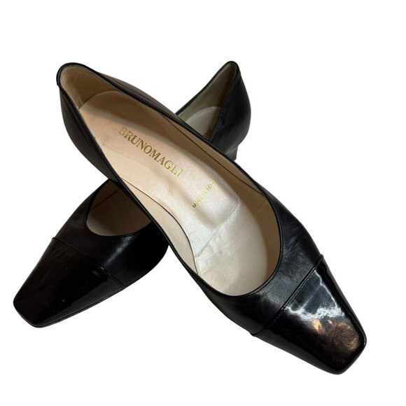 Bruno Magli Black Leather pumps Size 6 Made in Italy Classic Dress Shoes - Picture 2 of 8